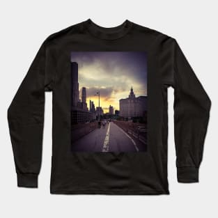 Brooklyn Bridge Sunset Manhattan Skyline NYC Long Sleeve T-Shirt